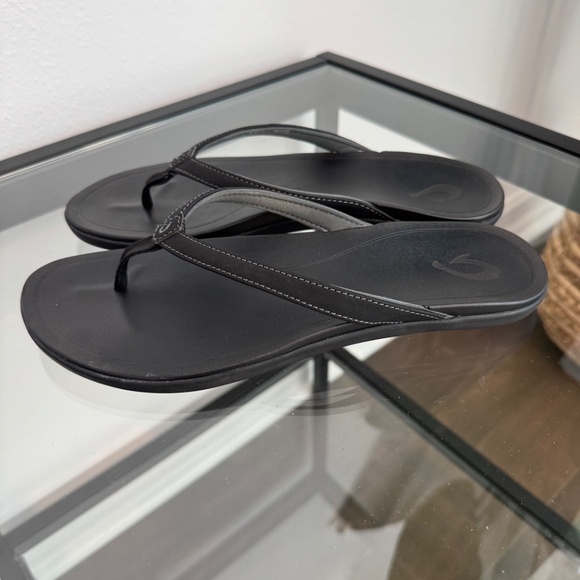 OLUKAI Women’s Ho’Opio Flip Flop Black Thong Sandals Size 9 - Picture 6 of 10